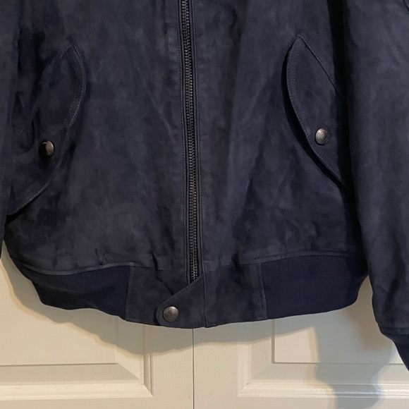 $1200 Polo Ralph Lauren Navy Blue Suede Aviator Bomber Jacket - Medium - Picture 11 of 16